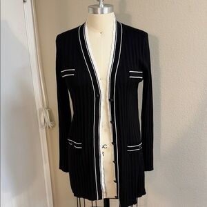 Size M Black and White Cardigan Sweater by Karl Lagerfeld